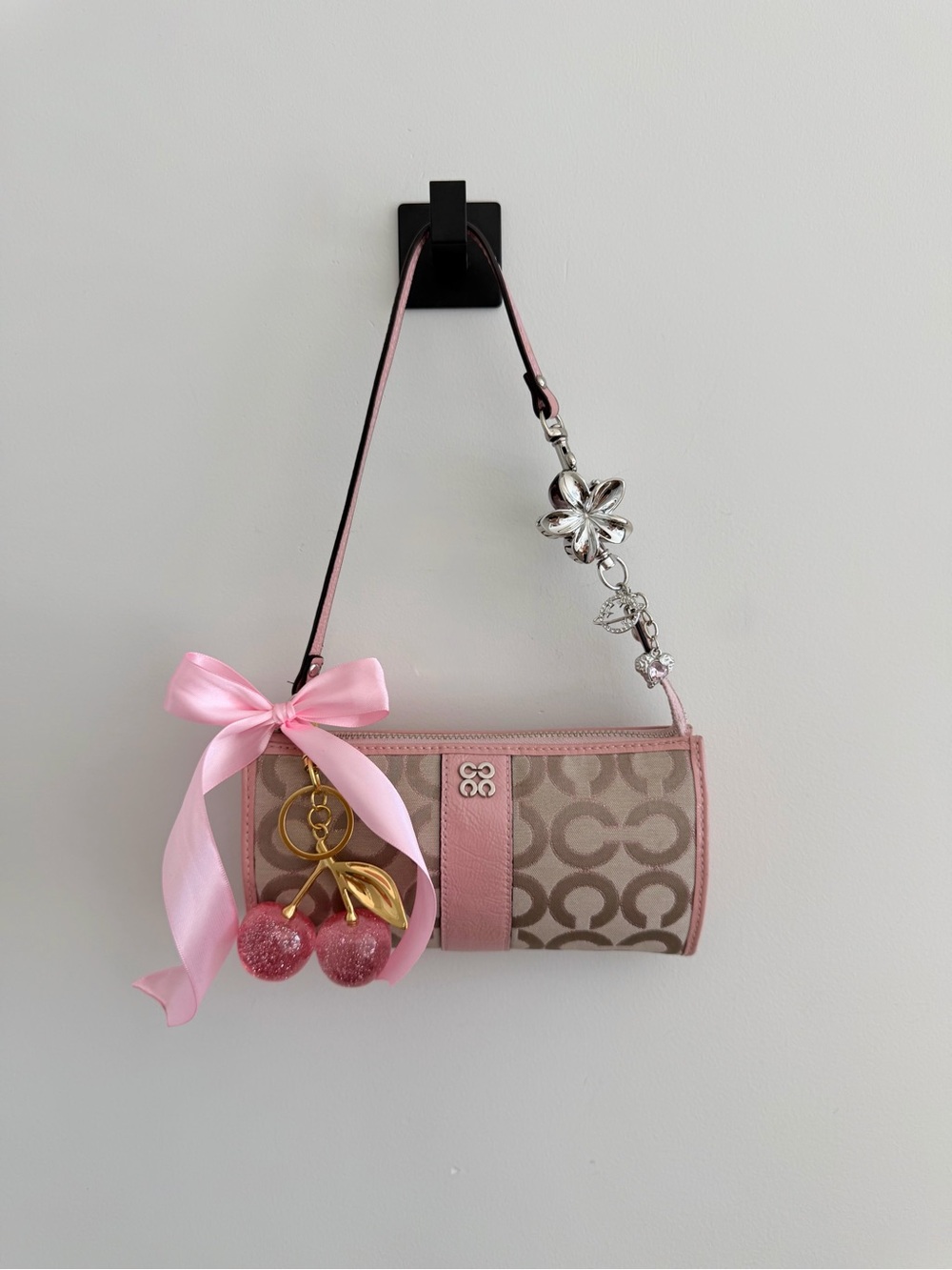 Vintage Coach Pink Lurex Canvas Mini Bag/Wristlet  *reworked strap *